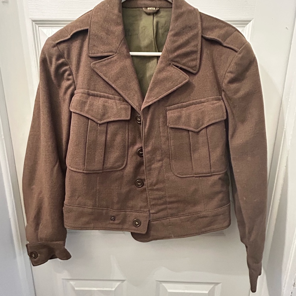 1944 VINTAGE WWII WW2 IKE EISENHOWER CROP JACKET UNIFORM FIELD WOOL OD ARMY 34R